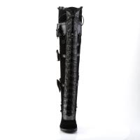 Sale GLAM-300 DemoniaCult High-Heels Overkneestiefel schwarz Lederoptik Samt Schleifen 40