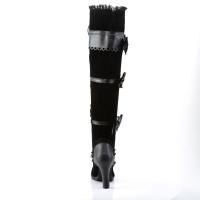 Sale GLAM-300 DemoniaCult High-Heels Overkneestiefel schwarz Lederoptik Samt Schleifen 40