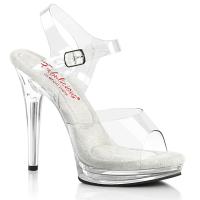 Sale GLORY-508 Fabulicious vegan ladies high heels platform ankle strap sandal clear 38