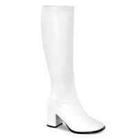 Sale GOGO-300WC extra calf width boots white stretch vegan leather 38
