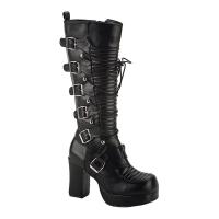 Sale GOTHIKA-200 DemoniaCult Gothic Punk Schnür-Riemenstiefel schwarz Lederoptik 41