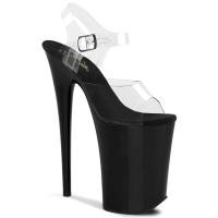 INFINITY-908 Pleaser Damen High Heels Plateausandaletten transparent schwarz