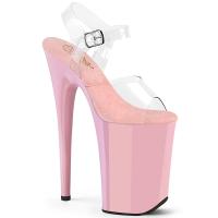 INFINITY-908 Pleaser Damen High Heels Plateau klare Riemchen Sandaletten babypink