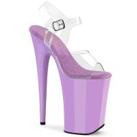 INFINITY-908 Pleaser Damen High Heels Plateau klare Riemchen Sandaletten lavendel