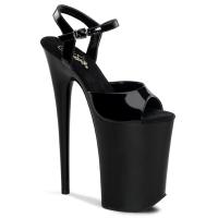 Sale INFINITY-909 Pleaser extrem hohe Damen High Heels Plateau Sandaletten schwarz Lack 35