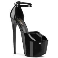 JUBILANT-15 Pleaser High Heels Fesselriemchen Plateausandaletten schwarz Lack