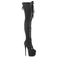 JUBILANT-4012 3012FS Pleaser Damen Schnür Plateauoverkneestiefel schwarz Lederlook