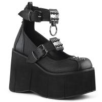 KERA-12 DemoniaCult platform shoe black dual buckle straps cone spike studded metal plates