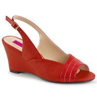 Sale KIMBERLY-01SP Pleaser Pink Label Damen Slingback Peep Toe Sandalette rot Lederoptik 40