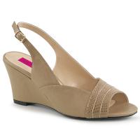 Sale KIMBERLY-01SP Pleaser Pink Label slingback wedge sandal taupe matte 42