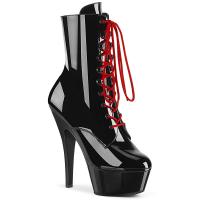 KISS-1020-1 Pleaser high heels platform ankle boot black patent interchangeable shoe lace