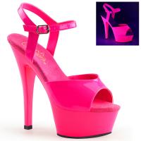 Sale KISS-209UV Pleaser High-Heels Plateausandaletten neon hotpink UV reaktiv 38