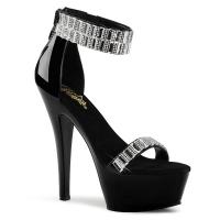 KISS-269RS Pleaser high heels platform sandal black mirrors rhinestones