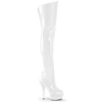 KISS-3010 Pleaser High-Heels Plateauoverknees Stiefel weiß Lack