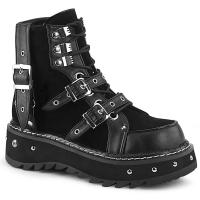 LILITH-278 DemoniaCult platform ankle boot black vegan leather suede buckle straps