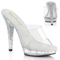 LIP-101CAS Fabulicious vegan high heels platform slide cascading effect AB rhinestones clear