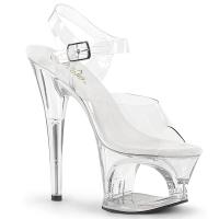 MOON-708 Pleaser ladies high heels cut out platform ankle strap sandal clear