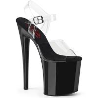 NAUGHTY-808 Pleaser ladies high heels comfort width ankle strap sandal clear black
