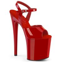 NAUGHTY-809 Pleaser komfortable High Heels Riemen Plateausandaletten rot Lack