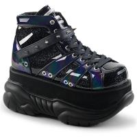 Sale NEPTUNE-100 DemoniaCult platform lace-up shoe black silver glitter uv reactive 38