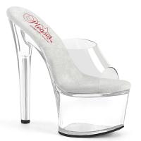 Sale PASSION-701 Pleaser transparent komfortable Damen High Heels Plateaupantoletten klar 37