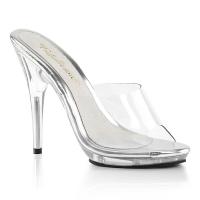 Sale POISE-501 Fabulicious ladies stiletto high heels platform slide clear 36