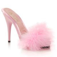 POISE-501F Fabulicious ladies platform marabou sandal baby pink satin marabou fur