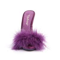Sale POISE-501F Fabulicious ladies platform marabou sandal purple satin marabou fur 38