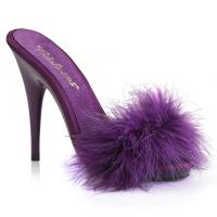 POISE-501F Fabulicious ladies platform marabou sandal purple satin marabou fur