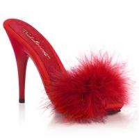 POISE-501F Fabulicious ladies platform marabou sandal red satin marabou fur
