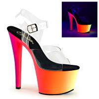 RAINBOW-308UV Pleaser High Heels ankle strap sandal clear neon multi color