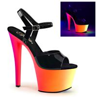 RAINBOW-309UV Pleaser High-Heels Plateausandaletten schwarz Lack Neon Multicolor