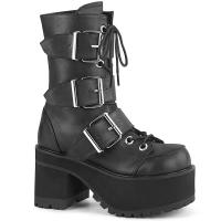 Sale RANGER-308 DemoniaCult vegan platform ankle boot buckle straps black matte 41