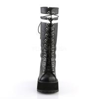 Sale RANGER-320 DemoniaCult platform knee boot black white contrasting stripes 45