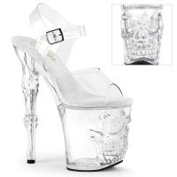 RAPTURE-808 Pleaser high heels ankle strap platform sandal skull bones clear