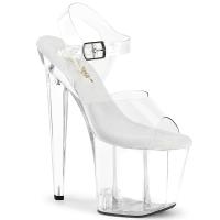 RAZZLE-808 Pleaser Damen transparent rautenförmiger High Heels Plateausandalette