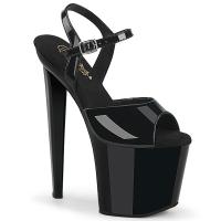 RAZZLE-809 Pleaser vegan diamond shaped high heels ankle strap sandal black patent