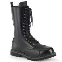 Sale RIOT-14 DemoniaCult Damen Herren 14 Ösen Schnür Stiefeletten Stahlkappe schwarz Leder 43