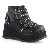 Sale SCENE-30 DemoniaCult Damen Plateau Stiefeletten Totenkopf Schnallen schwarz Lederpoptik 41