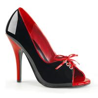 Sale SEDUCE-216 Pleaser Stiletto High-Heels bi-color Peep-Toe Pumps schwarz-rot Lack 36