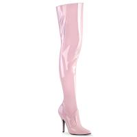 Sale SEDUCE-3010 Pleaser vegane Stiletto High-Heels Overkneestiefel babypink Lack günstig 45