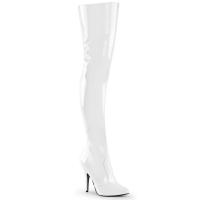 Sale SEDUCE-3010 Pleaser High-Heels Overkneestiefel weiß Lack Übergröße 46