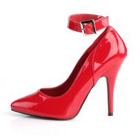 Sale SEDUCE-431 Pleaser high heels ankle strap pump red patent 38