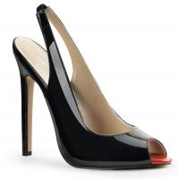 SEXY-08 Pleaser Stilettoabsatz High-Heels Slingback Peep Toe Pumps schwarz Lack