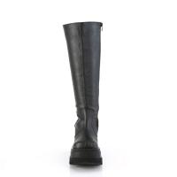 Sal SHAKER-100WC DemoniaCult wedge wide calf platform knee high boot black matte 37