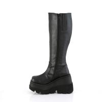 Auktion SHAKER-100WC DemoniaCult wedge wide calf platform knee high boot black matte 42