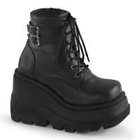 Sale SHAKER-52 DemoniaCult Damen knöchelhohe Keil-Plateau Schnür-Stiefeletten schwarz Lederoptik 37