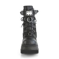 Sale SHAKER-60 DemoniaCult Keilplateau Stiefeletten schwarz Lederoptik Kontrasteinsätze 39