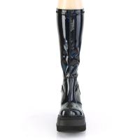 Sale SHAKER-65 DemoniaCult Damen Keil Plateau Stiefel schwarz Hologramm Stretch Lack 36