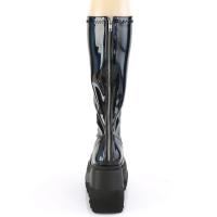 Sale SHAKER-65 DemoniaCult Damen Keil Plateau Stiefel schwarz Hologramm Stretch Lack 36